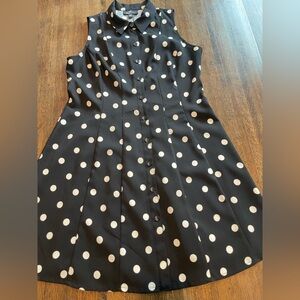 Ronni Nicole Polka Dot Dress Black Whute Shirt Dress- size 10P